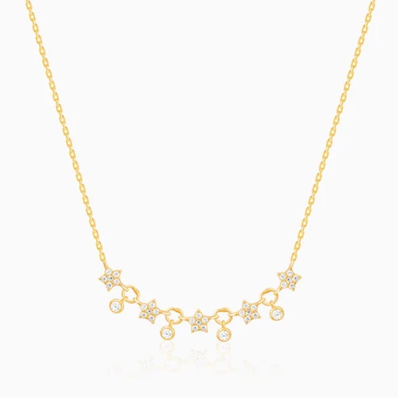 1.56 CT tw Stars Smile Moissanite Necklace - Picture 3 of 6